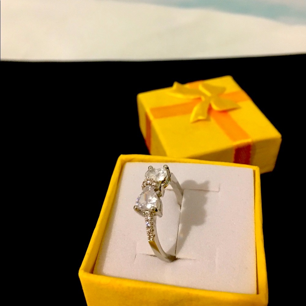 Sterling Silver Natural White Sapphire Multilayer Cross Bowknot Ring. Sz. 6 NIB - Picture 7 of 7